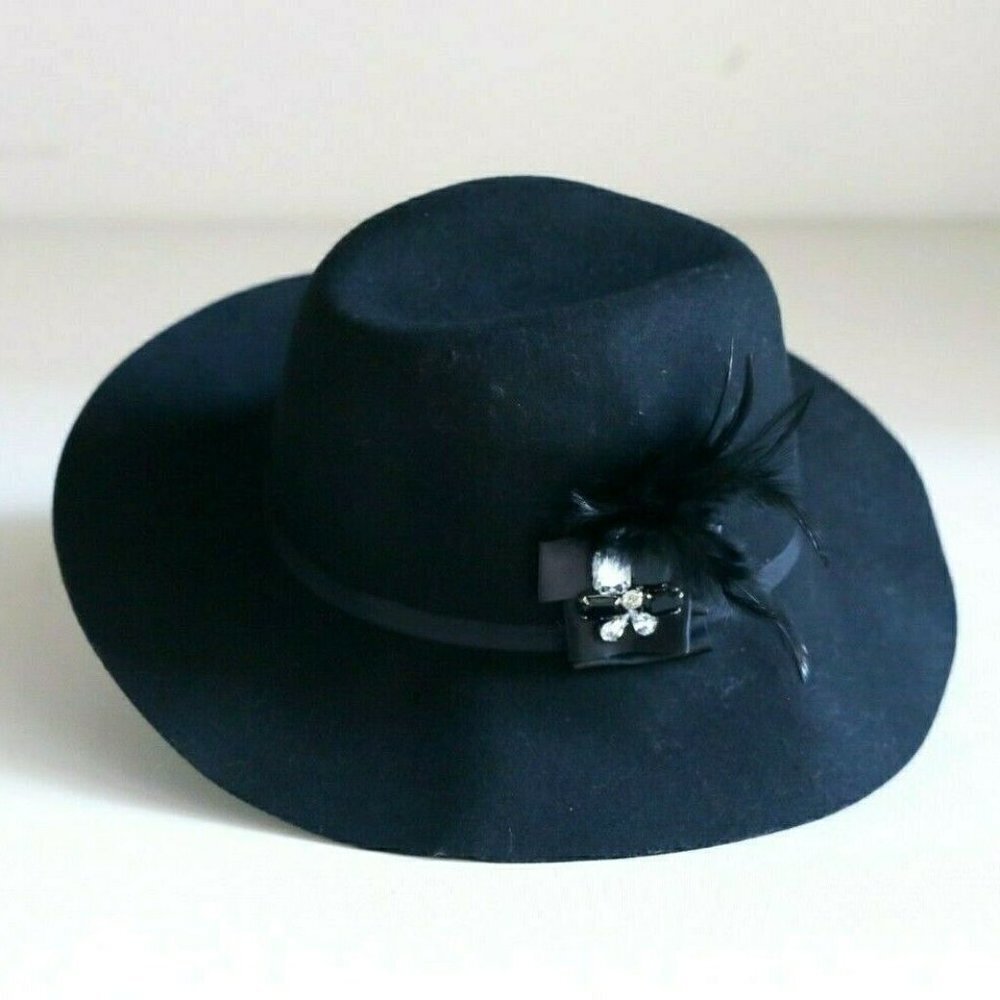 August Hat Company Black Wool Hat w Rhinestones